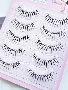 Lvcheryl 5 Pairs Manga False Eyelashes Handmade Japanese&Korean Soft Natural Strip Eyelashes 5 Packs, Thin Black Stem Delicate Eye Lashes, Light Reusable False Lash, Perfect For Dating & Simple Wedding Makeup - Black - View 9