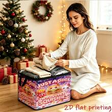 1PC Factory Direct Cartoon Christmas Hamburger & Fries Cute Pet Print Zippered Flap Foldable Storage Box - Suitable For Book Organization, Underbed Storage, Car Trunk Storage, Cosmetics, Hair Styling Tools, Office, Home Organization, Clothing, Blankets, Daily Items Large Capacity Storage - 1 Unit - View 5