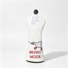 Cute White Goose Embroidered Golf Club Headcover, PU Fabric, Fun Cartoon Pattern, Dust-Proof Protective Golf Accessory - White - View 8