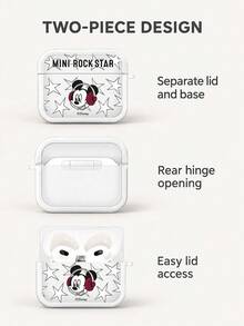 Miniso 迪士尼高級感TPU藍牙耳機保護殼，附1個同色掛鉤，適用於airpods1/2/3/4/5/pro/pro2/pro3，新款耳機防摔軟殼，男女通用，復古米奇 - 白色 - 查看 4