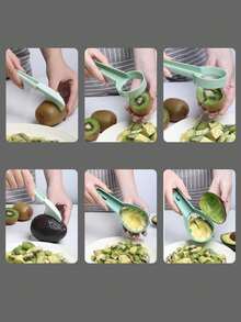 1pc Multi-Function Avocado Peeler & Pitter Kitchen Tool, Kiwi Corer & Cutter - Multicolor - View 9