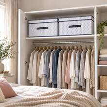 XXL Patterned Storage Box 70 X 40 X 30 Cm, 84L Collapsible Fabric Storage Bin With Lid & Front Handle, Foldable Organiser For Clothes, Bedding, Blankets, Wardrobe & Under Bed - 2 Colours Shipped At Random - View 4