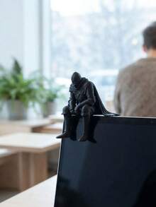 3D Printed Original Resting Knight Figurine Full Armor Sitting Pose Head Bowed + Legs Hanging Over Edge Design Cape And Chest Armor Fine Texture Dark Fantasy Style Bookshelf/Monitor/Desk Edge Decoration - Rest Knight - View 5