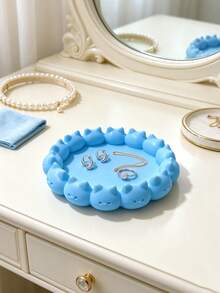 Cute Cat-Shaped Jewelry Tray, 3D Cat Design Around The Edge, Soft Lines. Raised Rim Prevents Jewelry From Rolling Off, Suitable For Bracelets And Earrings, Matte Texture, Both A Storage Tray And A Healing Desktop Decoration - Multicolor - View 8