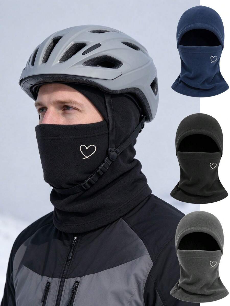 1/3Pcs Unisex Love Print Hat Mask 3-In-1 Warm Windproof Ski Mask For Men & Women, Suitable For Cycling, Outdoor Sports, Daily Life, Travel - Multicolor - View 1