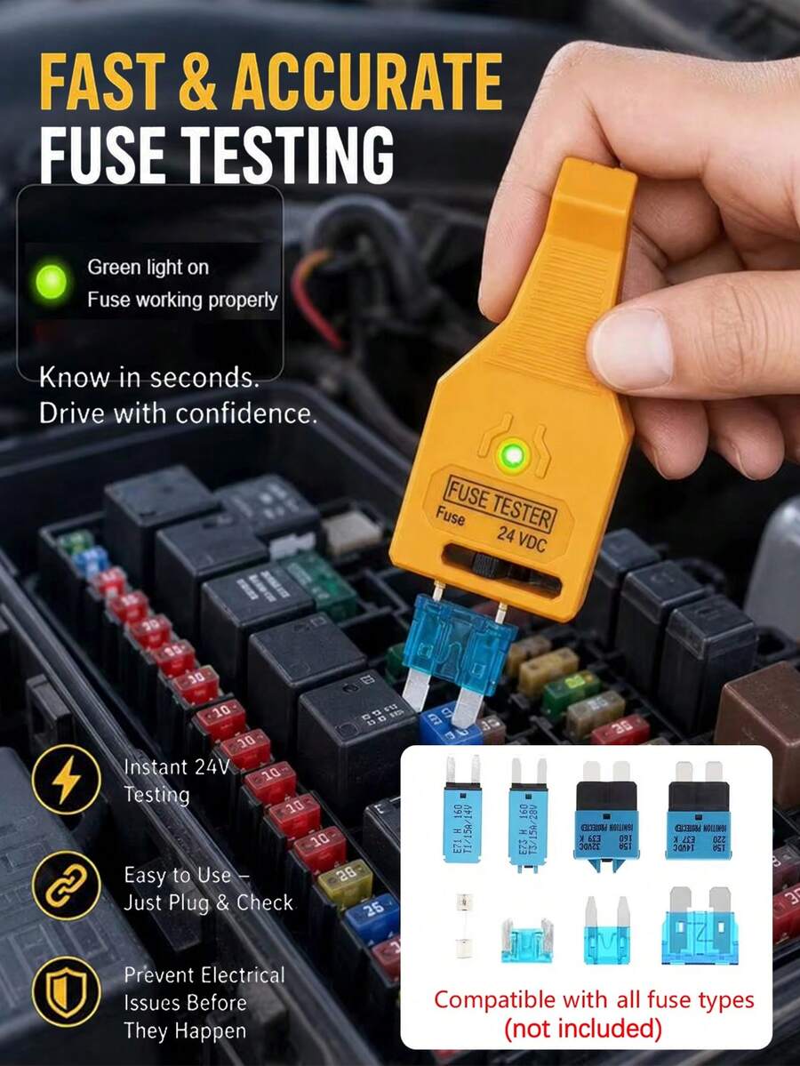 DC 24V Car Circuit Tester, Automotive Fuse Tester And Puller, For Checking Car Circuit Breakers ATR ATO/ATC ATM, Multi-Function Car Detection Pulling And Removal Tool, Also Tests Glass Tube Fuses - A - View 1
