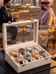 Kotak Jam Tangan 8 Slot/4 Slot, Kotak Jam Tangan Beludru dengan Tutup Kaca, Kotak Penyimpanan Jam Tangan Unisex, Kotak Penyimpanan Jam Tangan yang Dapat Dikunci, Kotak Pajangan Jam Tangan, Hadiah Ideal, Hadiah untuk Wanita - Satu-Ukuran - View 3