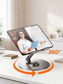 360° Adjustable Metal Foldable Tablet Stand, Desktop Holder Compatible With IPad Pro 9.7/10.5/10.9/11, Mini 2/3/4, Tab, Kindle E-Reader, Android Phone, Black, Gift For Family Friends - View 1