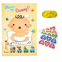 1 set babyshower-spelkit "Var är min napp", inkluderar barnkammardekoration, ögonbindel och klistermärken - Multifärgad - Visa 5