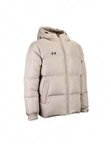 Under Armour Unisex Short Puffer Jacket 2026 Winter New Warm Windproof Hooded Jacket 25600804-299 - Khaki - View 2