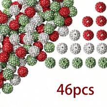46/106PCS Christmas Red White Green Rhinestone Beads, Clay Straight Hole Spacer Beads, DIY Jewelry Making Bracelet Beads Accessories - Christmas-3 Colors - View 9