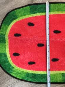 Velvet Creative Watermelon Flip-Flop Shaped Long Strip Rug, Non-Slip, Machine Washable, Polyester Mat For Living Room, Bedroom, Patio And Garden Decoration, Indoor/Outdoor Use, Rectangular, Living Room Carpet - Multicolor - View 11
