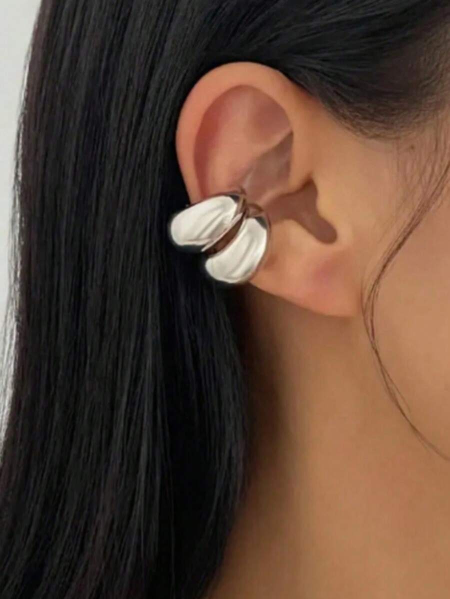 2件組女士銀色金屬耳環套組 - 銀色 - 查看 1