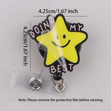 Retractable D-Shaped Badge Reel, Cute Cartoon Design, Nurse Hospital ID Badge Holder Lanyard, Office Use, 1pc - A - View 2