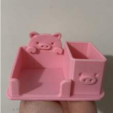 Cute Pig 2-In-1 Desktop Organizer, Multifunctional Pen Holder With Memo Box, Cartoon Desktop Stationery Storage, Office School Supplies Decorative Desk Shelf - Multicolor - View 8