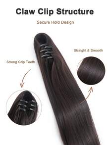 18 Inch Straight Claw Clip Ponytail Extension For Women, Natural Luster Synthetic Hair Piece, Soft Fake Ponytail Hair Extensions, 4 Colors Available, Easy Wear Hair Accessories For Daily Party - Multicolor - View 5