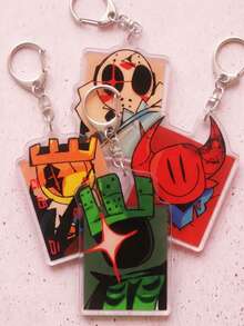 1/4pcs Forsaken Killers Game Killer Acrylic Keychain, Anime Style Cool Design, Slasher/1x1x1x1 Game Character Card Shape, Backpack/Shoulder Bag Charm, Car Key Ring Accessory, Ideal Gift For Game Players And Friends - Multi-color 1 - View 2