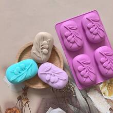 4-Cavity Olive Tree Shaped Silicone Mold - Suitable For DIY Aromatherapy Soap, Plaster Diffuser Stone, Home Decor And Resin Craft; Handmade Art Gift Silicone Mold - Purple - View 5