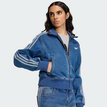 Adidas Striped Pocket Zipper Denim Sports Jacket - Blue - View 6