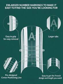 nailpop Dual-Effect Nail Extension Mold Set, 5 Styles With French Guide Lines And Large Number Markings, Transparent Reusable Acrylic DIY Nail Shaping Plates For Nail Extensions - Clear - View 4