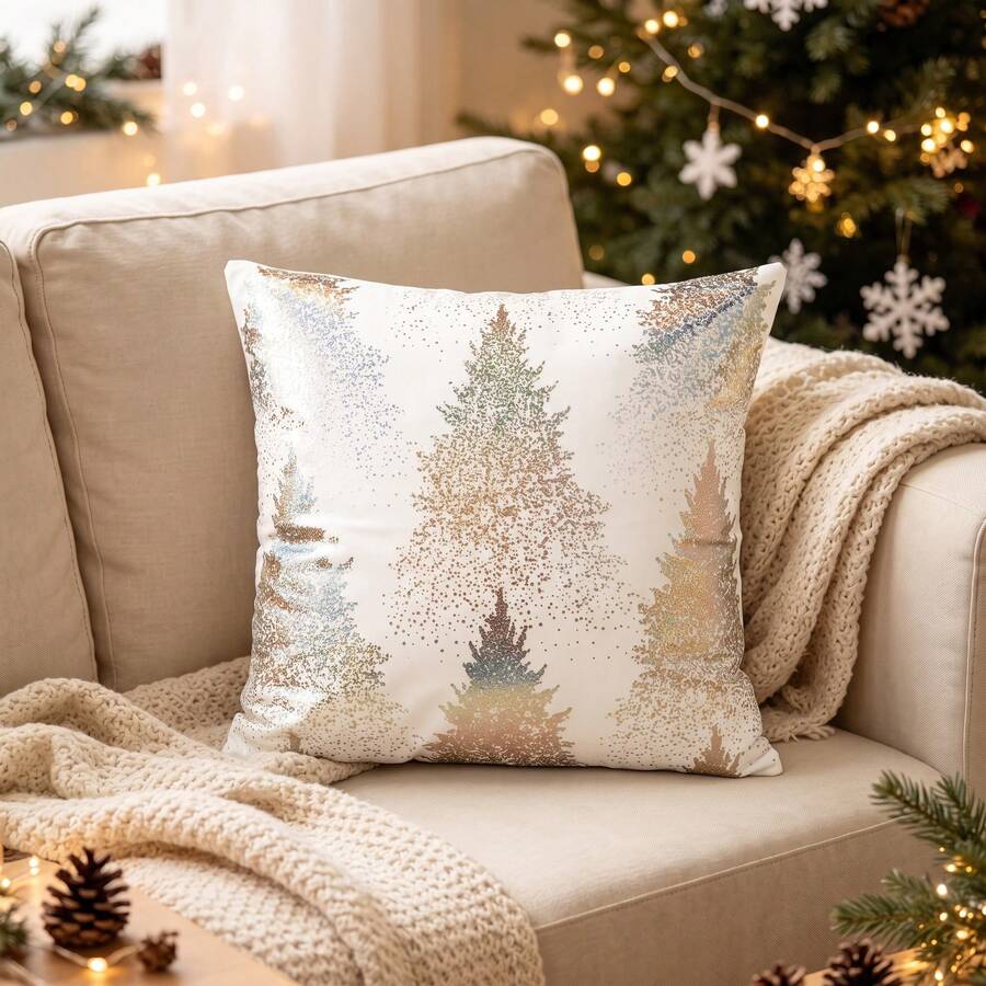 2 buah Sarung Bantal Hias Natal Tanpa Isian - Putih - View 1