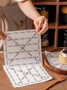 100/50pcs Minimalist Cartoon Print Greaseproof Baking Paper, Multi-Purpose Wax Paper For Cakes, Cookies And Valentine's Day Gift Wrapping, Kitchen Baking Supplies, Batch Pattern May Vary Slightly, Back To School Essentials - Multicolor - View 15