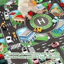 1pc City Traffic Room Decor Game Carpet, Road Pattern Game Floor Sticker, Popular Game Scene Map City Scene Parking Lot Scene Map Game Mat Waterproof Mat City Theme Game Mat Theme Traffic Route Map, Highway Pattern Game Floor Sticker, Suitable For Children - Multicolor - View 2