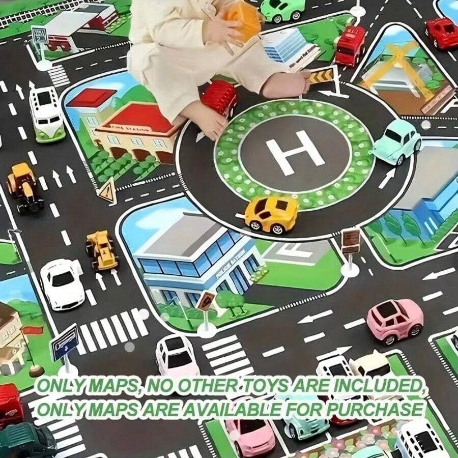 1pc City Traffic Room Decor Game Carpet, Road Pattern Game Floor Sticker, Popular Game Scene Map City Scene Parking Lot Scene Map Game Mat Waterproof Mat City Theme Game Mat Theme Traffic Route Map, Highway Pattern Game Floor Sticker, Suitable For Children
