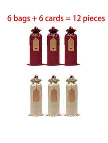 Cinch Top Wine Bottle Bags - Reusable Gift Bags For Birthday Parties, Weddings, Christmas And New Year Decorations, Bag Set With Labels - Multicolor - View 12
