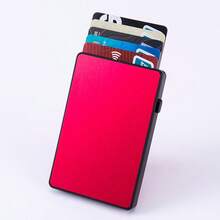 Premium RFID Blocking Automatic Pop-Up Card Holder, Heavy-Duty Aluminum Alloy Credit Card Wallet, Anti-Skimming Secure Bank Card Storage Case - Multicolor - View 16