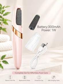 USB充電式電動腳部繭皮去除器，2段速，附LED燈與替換滾輪，適用於死皮、乾燥/龜裂硬皮與繭皮，適合居家與旅行使用，完美的萬聖節/聖誕節男女通用自我呵護禮物 - 多色 - 查看 3