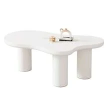 Irregular Cloud Shape Coffee Table, 107cm Length, 66cm Width, 40.5cm Height, MDF Table Top And PVC, With Felt Pad - White + MDF + PVC - View 9
