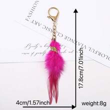 1pc Gradient Feather Keychain, Metal Leaf Bag Charm, Bohemian Pendant, Backpack Handbag Decor, Birthday Holiday Gift - Multicolor - View 6