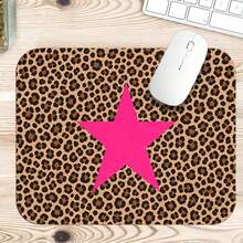 Pink Star Leopard Print Extended Mouse Pad, Bold Y2K Animal Spot Pattern Graphic Large Desk Mat With Stitched Edge, Smooth Cloth & Natural Rubber For Office Gaming Home Study Workspace, 4 Sizes Available - View 10
