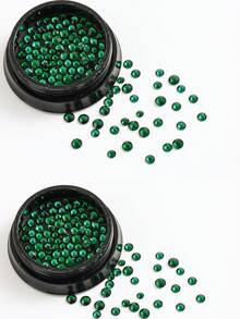 Red Green Christmas Nail Rhinestones,Flat Back Round Crystal Gems - Multicolor - View 9