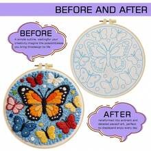 Scenery Theme Punch Needle Embroidery Kit, 1 Pack Cross Stitch Kits,DIY Embroidery Starter Kit For Adults & Beginners, DIY Needlepoint Kit With Embroidery Hoop Thread Needle For Craft Lover Birthday Gifts ,20*20cm/7.9*7.9in - Scenery Theme - View 9