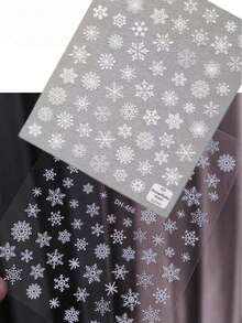 New Christmas Nail Stickers, Embossed Laser Craft, Decorated With Various White Snowflake Patterns, Suitable For Phones, Refrigerators, Cameras, DIY And Nail Salon Personal Use - White - View 6