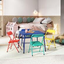 Juego de Mesa y Sillas Plegables Multicolor, Conjunto de 5 Piezas para Actividades, Comedor y Espacios de Trabajo, Diseño Compacto que Ahorra Espacio para Guarderías y Aulas - Multicolor - Ver 6