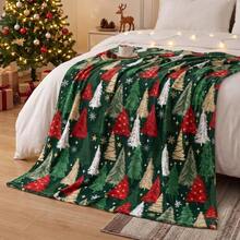 Christmas Green Gold Red Tree Flannel Fleece Blanket, All-Season Super Soft Fluffy Plush Blanket, Suitable For Sofa, Bed, Camping, Ideal Gift For Adults - Multicolor - View 3