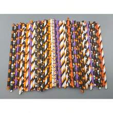 Disposable Paper Straws Halloween Series Colorful Skull Party Dessert Cake Decoration - Multicolor - View 4