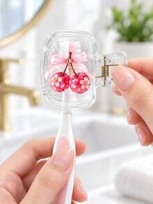 Fan Brings 櫻桃鑽石圖案－便攜式牙刷套組，櫻桃防塵牙刷蓋，旅行牙刷收納盒，便攜式牙刷帽，可愛浴室配件，適用於旅行、宿舍、飯店、浴室、居家裝飾，生日禮物、聖誕節、教師節、節日禮物、派對小禮、旅行必需品 - 彩色 - 查看 5