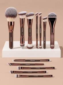 MAANGE 1/6/12pcs Professional Powder Brush, Large Soft Dense Makeup Brush, Mixed Makeup Brush, Beauty Tool, Gift - Brown - View 3