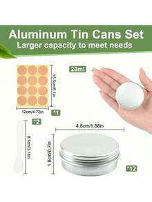 24pcs Refillable Aluminum Cans With Screw Caps And Labels, Refillable Travel Cosmetic Containers, Small Jars, Suitable For Lip Balm, Lotion, Cream, Mask, Mini Candle, Cosmetics, Etc. - Silver - View 4