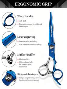 OBOVAY NEPURLson Blue Silver Professional Hair Shears, Featuring Sharp Convex Blade Design For Smooth And Clean Cutting, Round Tip Structure For Added Safety, Paired With Ergonomic Curved Handle And Precision Bearing Screw For More Stability And Comfort During Long-Term Operation. Whether Hair Stylists Refine Contours, Handle Layers, Or Home Users Trim Bangs And Hair Ends, They Can Achieve Professional Salon-Level Results. - Multicolor - View 3
