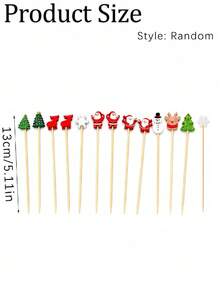 Christmas Food Picks, Santa Claus Reindeer Snowflake Christmas Tree Bamboo Cocktail Picks, Decorative Appetizer Skewers, Suitable For Fruit, Cupcakes, Desserts, Charcuterie Platters, Holiday Party Table Decor And Christmas Party Supplies - Christmas Bamboo Skewers - View 7