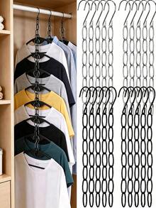 1/3/6pcs Foldable 7-Slot Chain Hook Space-Saving Large Capacity Closet Organizer Portable Wardrobe Storage Rack Ideal For Home And Dorm Clothing Rack Back To School Bedroom Apartment Essentials House Room Decor Accessories Cabinet Storage Organization - Multicolor - View 2