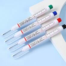 10pcs Multi-Surface Deep Hole Marker Pens, Long Tip, Waterproof, Non-Bleeding Black Oil-Based Ink, Suitable For Woodworking, Construction And DIY Crafts, Plastic Material, No Electricity Required - A - View 6