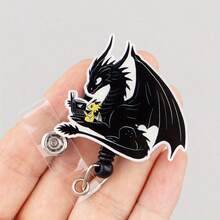 Dragon Retractable D Card Holder Reel With Cute Cartoon Design, Nurse Hospital Badge Holder Office Lanyard 1pc - A - View 7