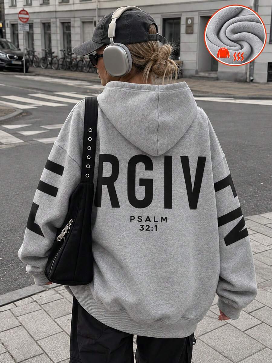 新款極簡秋冬設計時尚Ins風豹紋休閒百搭圓領長袖女款保暖內裡衛衣 - 深花灰 - 查看 1