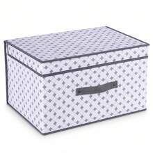 XXL Patterned Storage Box 70 X 40 X 30 Cm, 84L Collapsible Fabric Storage Bin With Lid & Front Handle, Foldable Organiser For Clothes, Bedding, Blankets, Wardrobe & Under Bed - 2 Colours Shipped At Random - View 2